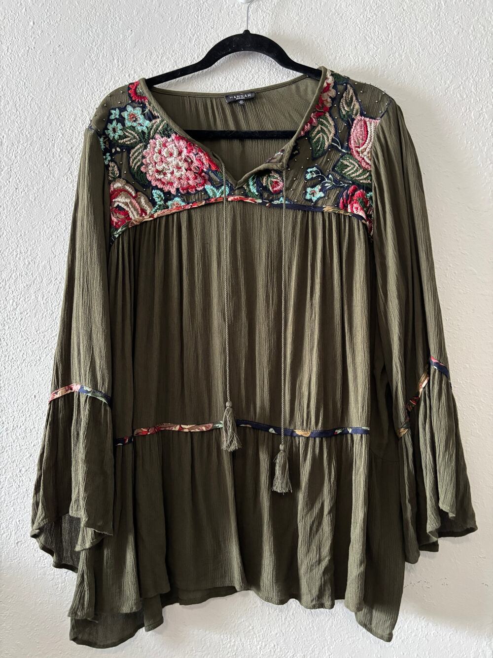 Hannah Embroidered Top Blouse Womens Splus Size 2X